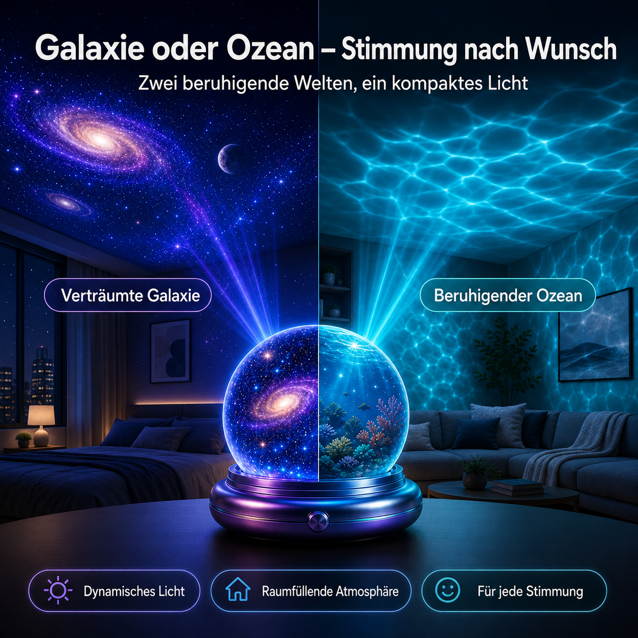 Topacme® Galaxy-Nachtlicht-Projektor für Schlafzimmer